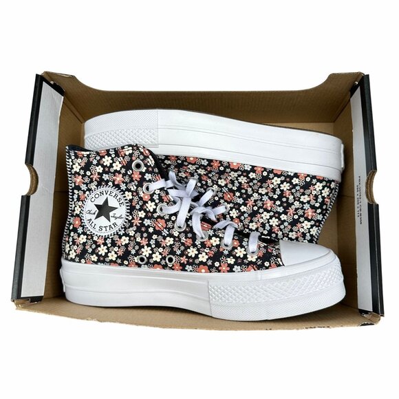 ⭐Converse Ctas Lift Platform Hi Sz 7.5 Women Shoes Flowers Sneaker Black A14264C - Picture 8 of 15